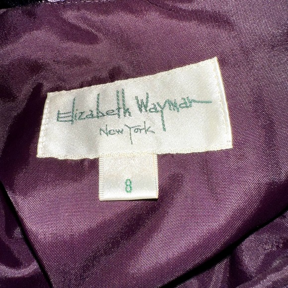 VINTAGE 80's/90's  ELIZABETH WAYMAN PURPLE SILK VELVET DRESS W/ SASH - Picture 5 of 10